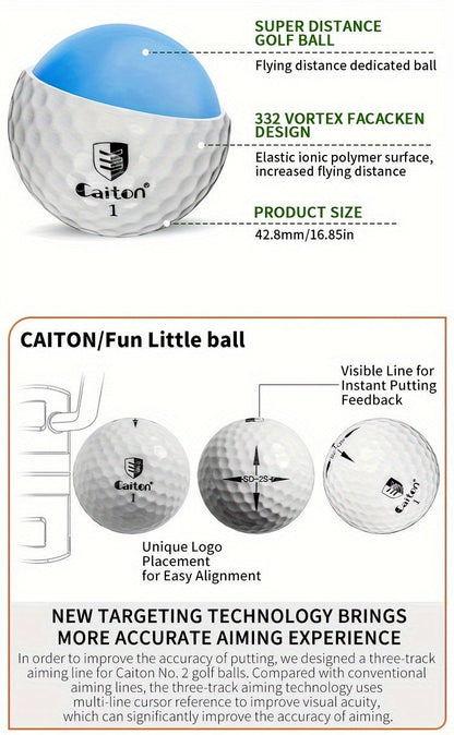 Golf Balls 6pcs Long Distance High Speed with 360-Degree Aiming Line Add 40+ Yards Distance Durable Performance Golf Ball Set for Men Women
