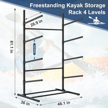 Kayak Storage Rack, Adjustable Stand for SUP, Canoe & Paddle Board, Wall, Dock & Freestanding, 400 lbs Capacity