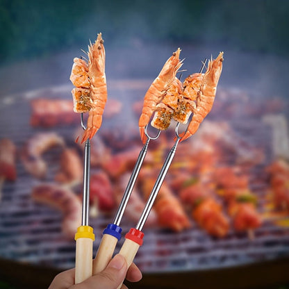 Marshmallow Roasting Sticks 12-Pack Extendable Stainless Steel + Bag, for Grilling, Camping and Outdoor Meals