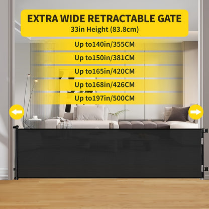 Retractable Baby Gate & Mesh Dog Gate – Extends 55" to 197" Wide, Child Safety Gate for Doorways Stairs Hallways, Indoor & Outdoor Use