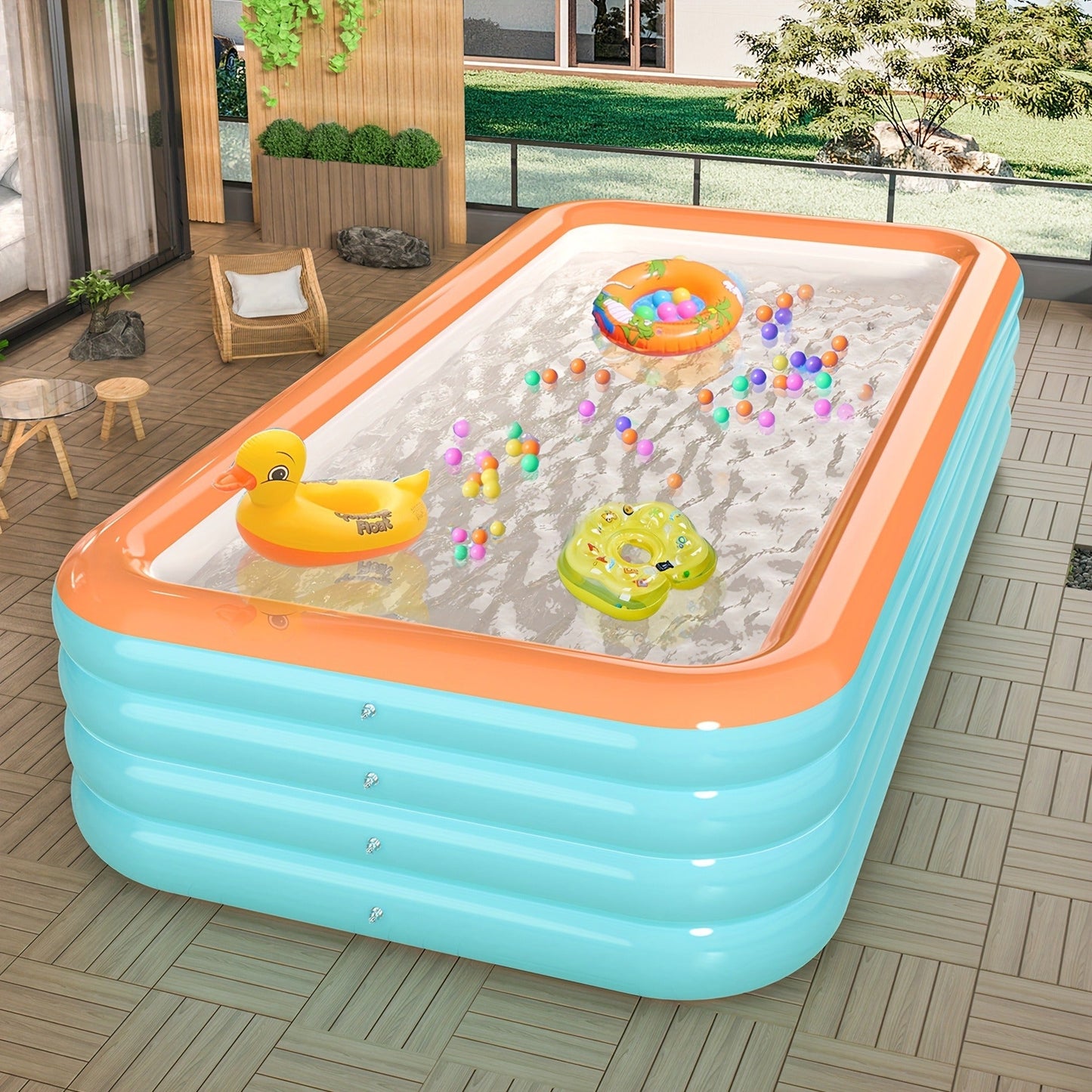 Inflatable Swimming Pool for Family Adults Kids, Large Above Ground Outdoor Backyard Pool for Garden, Patio and Yard Use