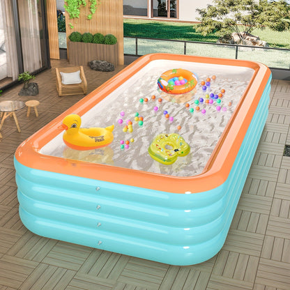 Inflatable Swimming Pool for Family Adults Kids, Large Above Ground Outdoor Backyard Pool for Garden, Patio and Yard Use