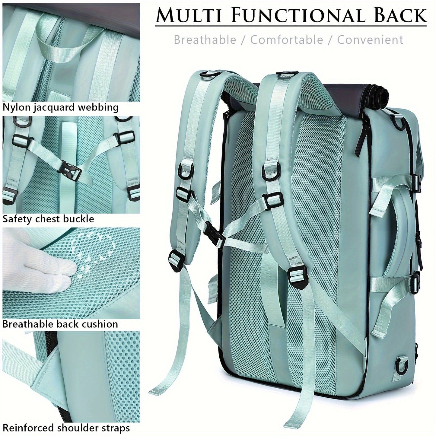 Laptop Backpack with Shoe Compartment, USB Port and Large Travel Storage in Eight Colors for Daily Use