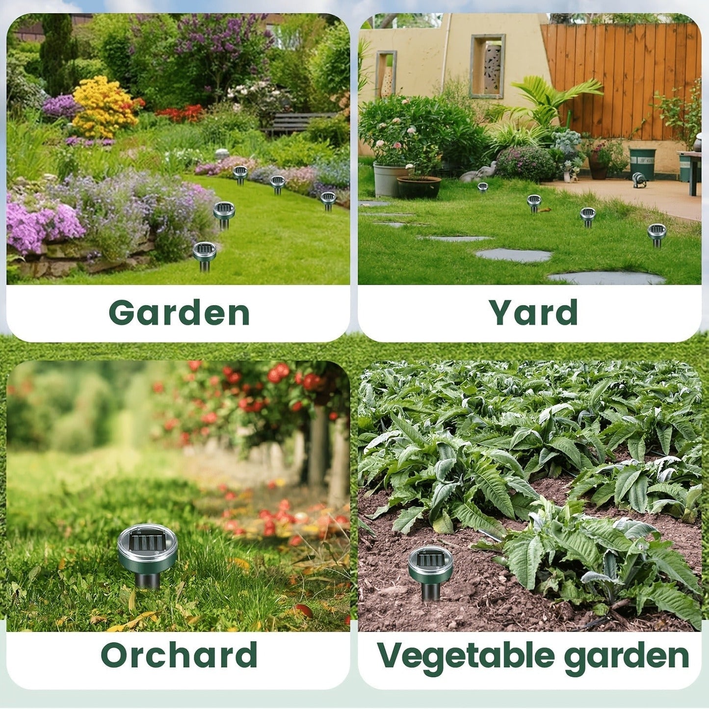 Solar Ultrasonic Pest Repeller Outdoor Rodent Stake for Yard Garden Farm Mole Snake Skunk Dog Device 2/4/6/10 Pack