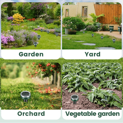 Solar Ultrasonic Pest Repeller Outdoor Rodent Stake for Yard Garden Farm Mole Snake Skunk Dog Device 2/4/6/10 Pack