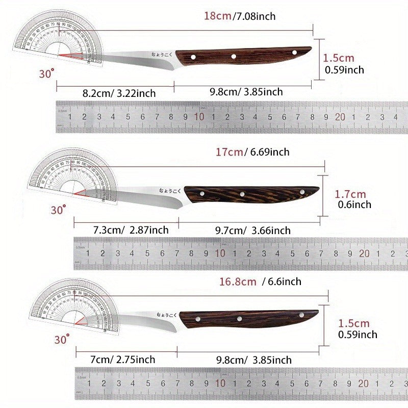 3-Piece Carving Knife Set Fixed Blade Whittling Knives – Portable Multifunctional Peeling Knife with Anti-Slip Outdoor Log Handle