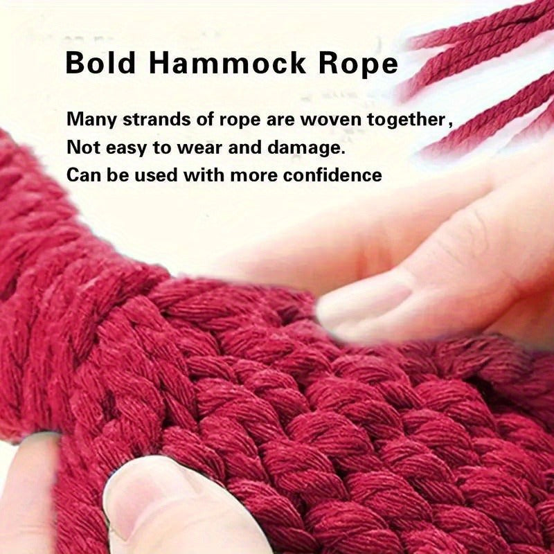 Striped Outdoor Hammock, 94.49 x 31.5 Inches with Two Ropes, Carry Bag and 330 lb Load-Limit Marking