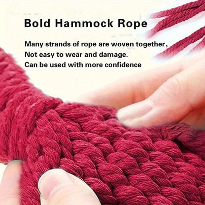 Striped Outdoor Hammock, 94.49 x 31.5 Inches with Two Ropes, Carry Bag and 330 lb Load-Limit Marking