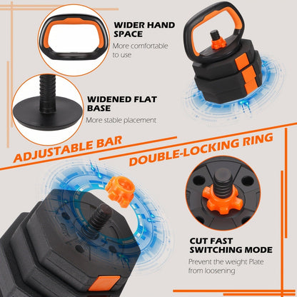 Adjustable Barbell & Dumbbell Set 4-in-1 – 25/50/66 lbs Home Gym Weight Set with Connecting Rod, Strength Training for Men & Women