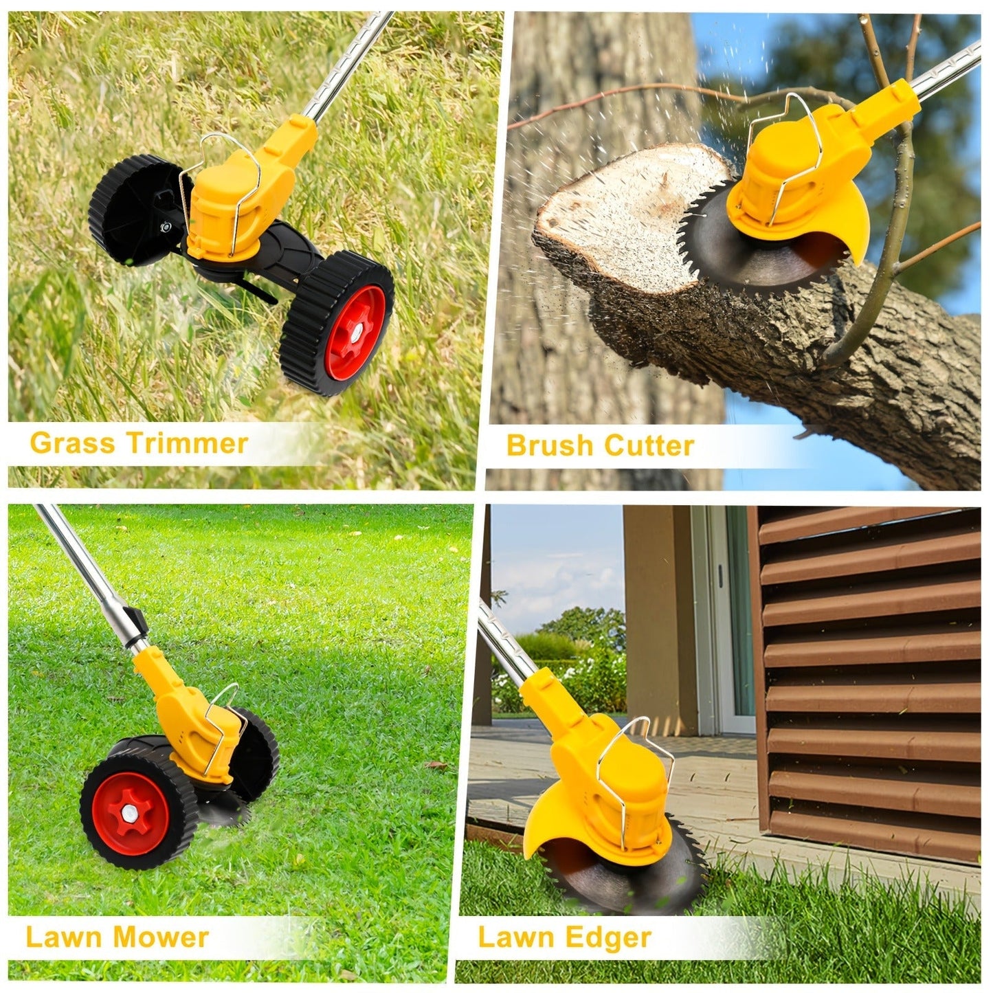 Cordless Weed Trimmer & Edger, 21V 3-in-1 Brush Cutter with 2 Batteries, Adjustable Head for Lawn