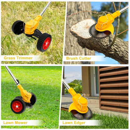 Cordless Weed Trimmer & Edger, 21V 3-in-1 Brush Cutter with 2 Batteries, Adjustable Head for Lawn