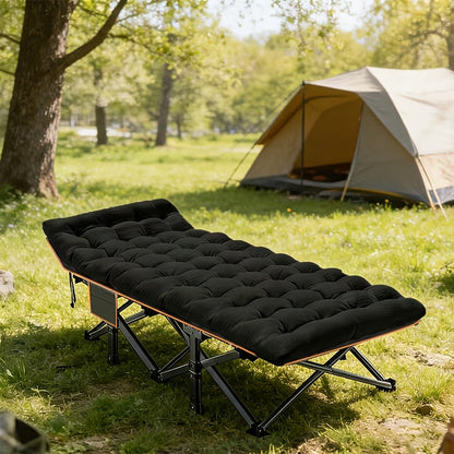 Heavy Duty Folding Bed 500 600 700 LBS Capacity Extra Large Portable Camping Cot Guest Bed with Optional Mattress Sturdy Steel Frame Flip-Up