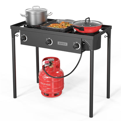 Outdoor Propane Burner Stove Cast Iron High Pressure Gas Cooker with Detachable Stand Legs