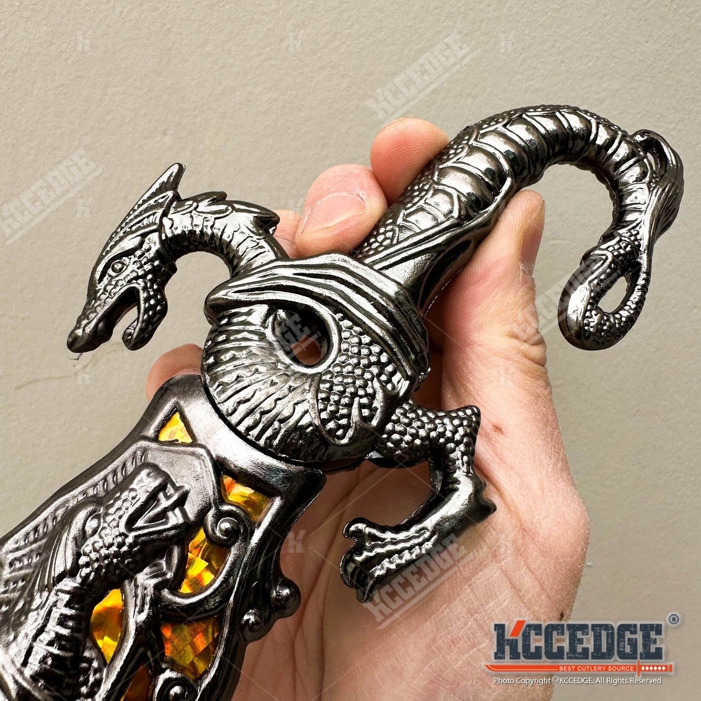 Medieval Fantasy Fixed Blade Knife with Scabbard – 9" Dragon Cosplay Collectible Dagger, 440 Stainless Steel