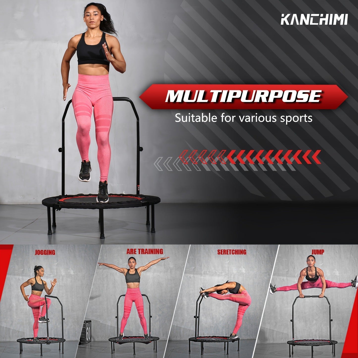 40" Foldable Mini Trampoline Rebounder for Adults & Family Indoor Fitness, Weight Loss & Cardio Workout – Small Jumping Bed for Home Gym