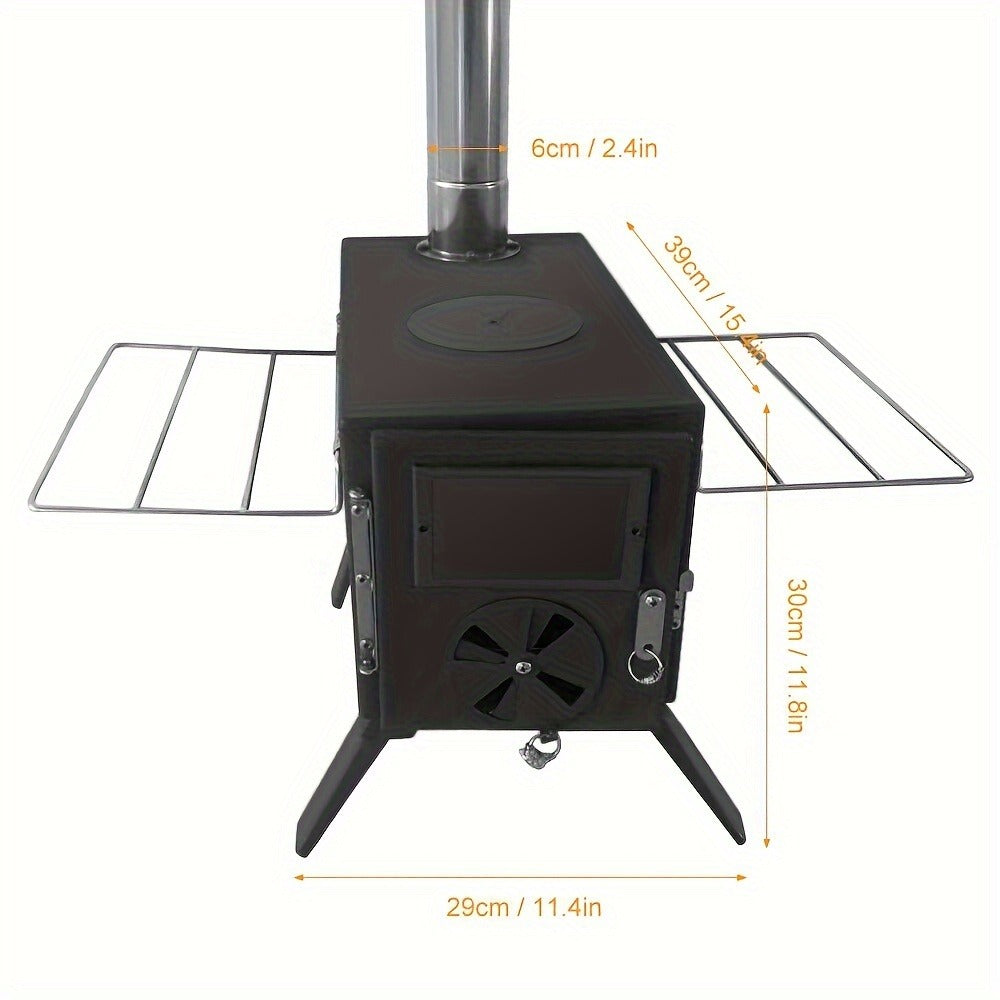Wood Burning Camp Stove with Chimney Pipe Portable Outdoor Camping Stove for Cooking, BBQ, Boiling Water & Heating