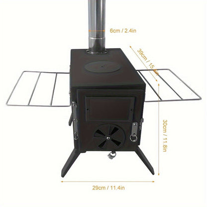 Wood Burning Camp Stove with Chimney Pipe Portable Outdoor Camping Stove for Cooking, BBQ, Boiling Water & Heating