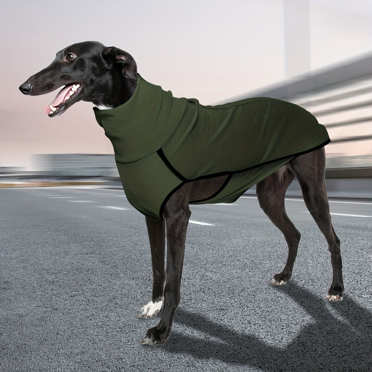 High Neck Dog Coat Warm Pullover – Solid Color Woven Polyester Pet Jacket, Machine Washable, All-Season Fall & Winter Dog Apparel