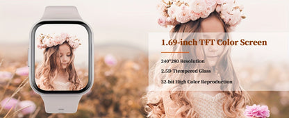 Smartwatch 1.69" HD Screen, 25 Sports Modes, IP68, Color Options & Everyday Wear Design with Activity Tools, Alerts and Color or Strap