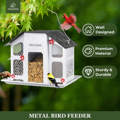 Metal Bird Feeder for Outside – 4 Lbs Large Capacity Hanging Wild Bird Feeder, for Garden, Yard and Pest Management