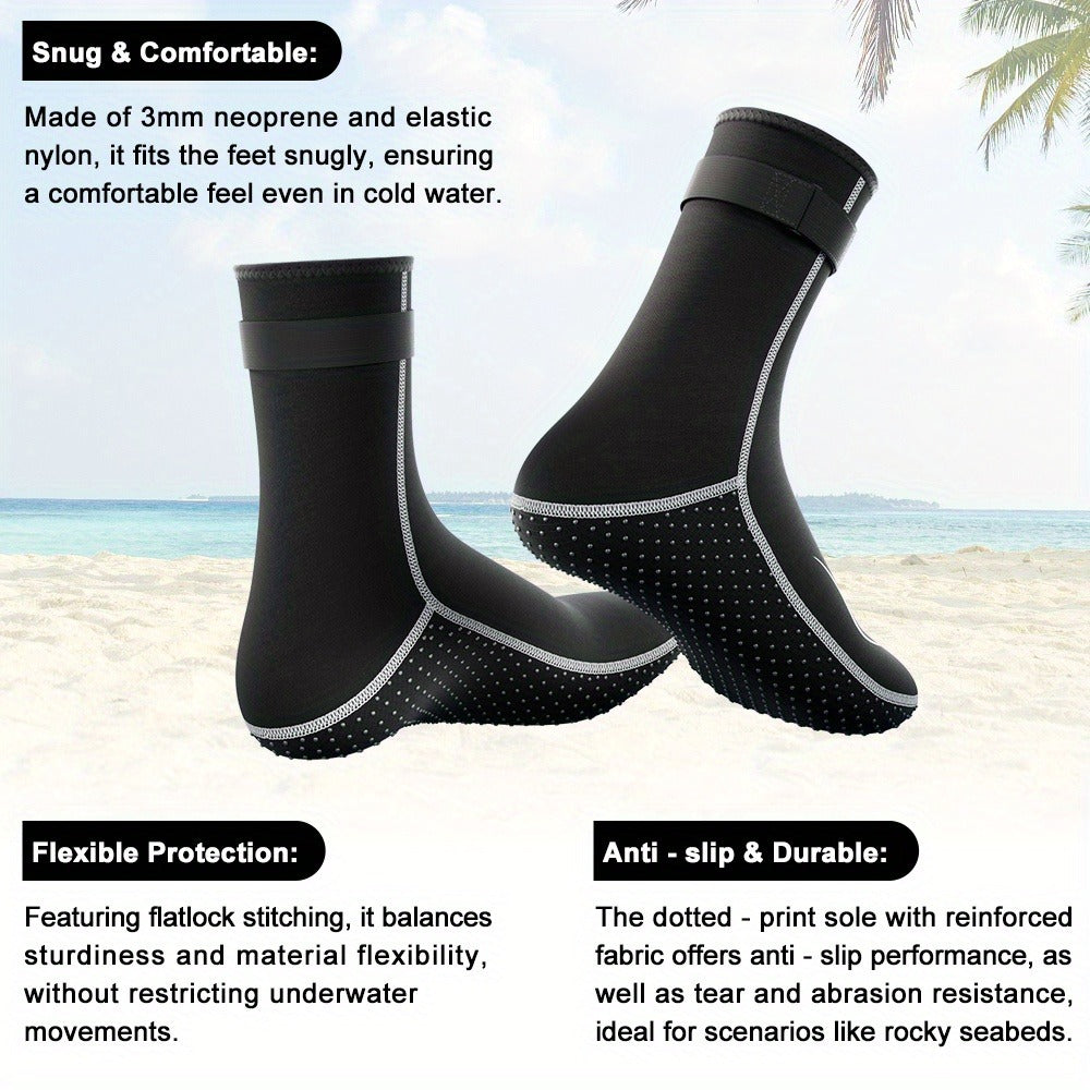 Neoprene Wetsuit Socks 3.5mm – High & Low Cut Water Booties, Non-Slip Anti-Abrasion for Diving Snorkeling Kayaking Beach Volleyball Surfing