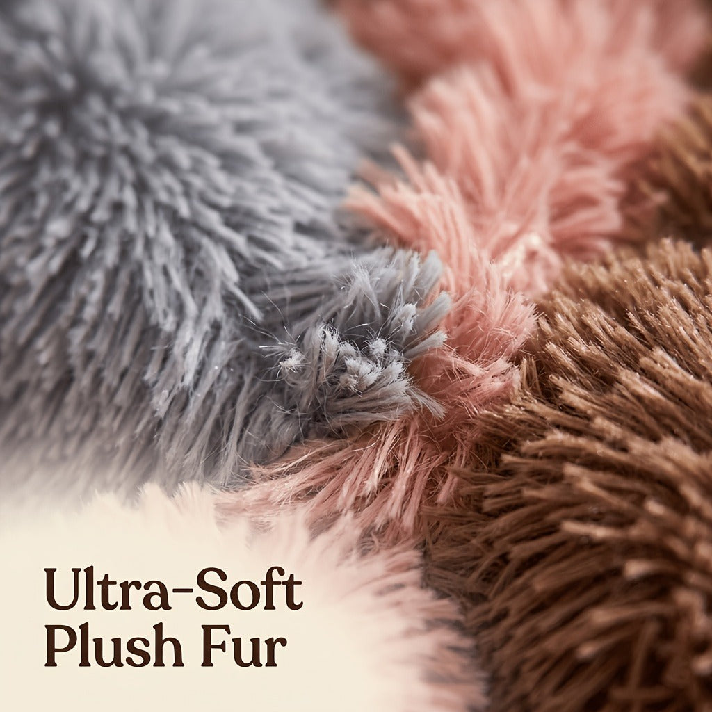 Dog Bed & Cat Bed Plush Bear Paw Print – Soft Warm Pet Bed for Small Medium Large Dogs, Thickened Long Plush, No Assembly