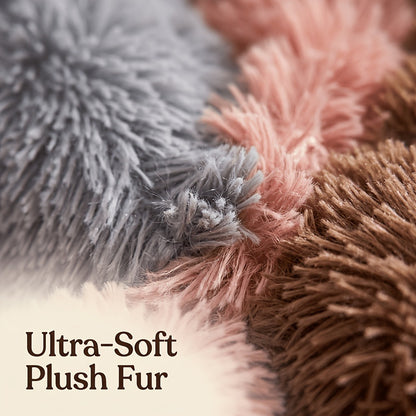 Dog Bed & Cat Bed Plush Bear Paw Print – Soft Warm Pet Bed for Small Medium Large Dogs, Thickened Long Plush, No Assembly