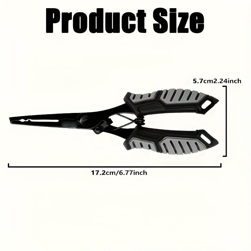Fishing Pliers Fish Gripper Combo Set 2pcs Stainless Steel Hook Remover Line Cutter with TPR Non-Slip Handle Spring-Loaded Lock