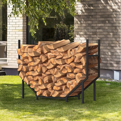 Firewood Rack Heavy Duty Adjustable – Outdoor & Indoor Log Holder with Cover, A-Frame Steel Wood Storage Stand for Fireplace, Patio, Cabin