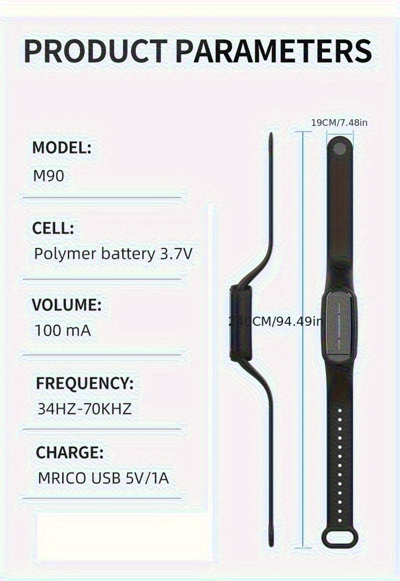 Mosquito Bracelet, Ultrasonic Soundwave Technology, USB Rechargeable, Wristband for Camping Outdoor Hiking Travel
