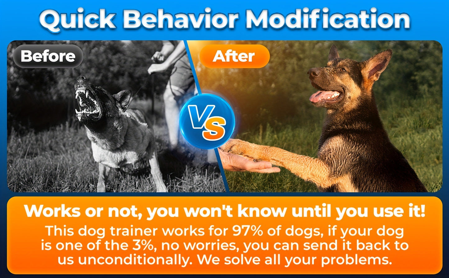 Ultrasonic Dog Repeller & Anti-Barking Device – Portable Handheld Bark Deterrent with LED Light, Soundwave Technology