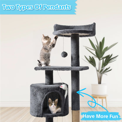 Cat Tree for Large Cats, Tower Multi-Level with Cat Bed, Condo & Sisal Scratching Post – 3 or 4 Tier Indoor Cat Tree for Large Cats