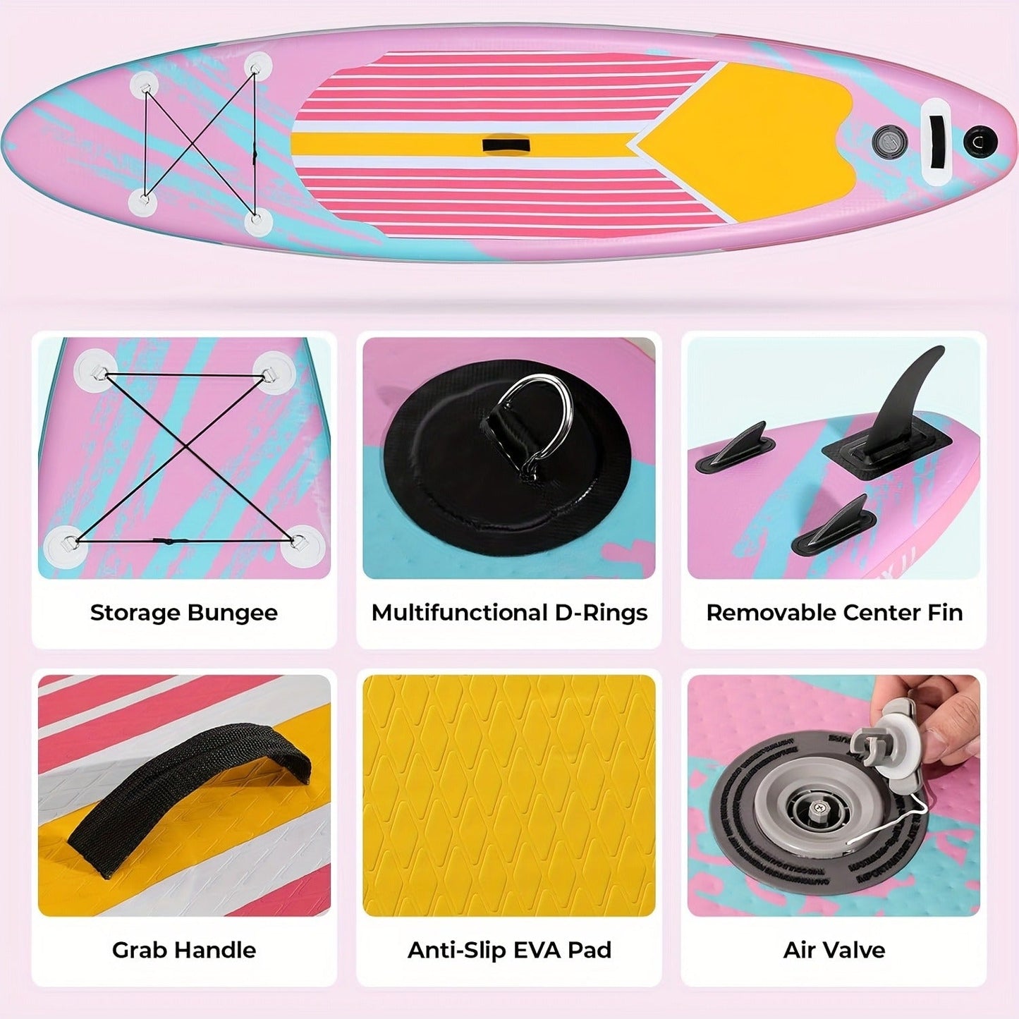 Inflatable Stand-Up Paddle Board in 10, 11 or 12-Foot Lengths with Five Colors and Three-Fin Layout
