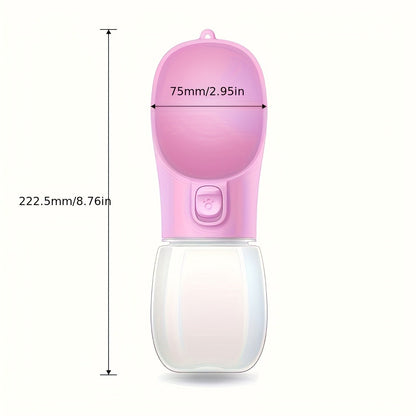 Portable Dog Water Bottle with Food Storage – Leakproof 2-in-1 Pet Travel Bottle for Hiking, Walking & Outdoor Activities