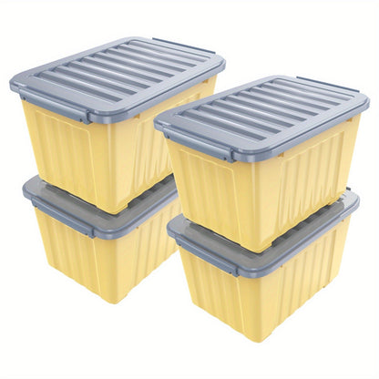 72QT or 97QT Stackable Storage Container Sets with Latching Lids in Clear, Pink/White or Gray/Yellow