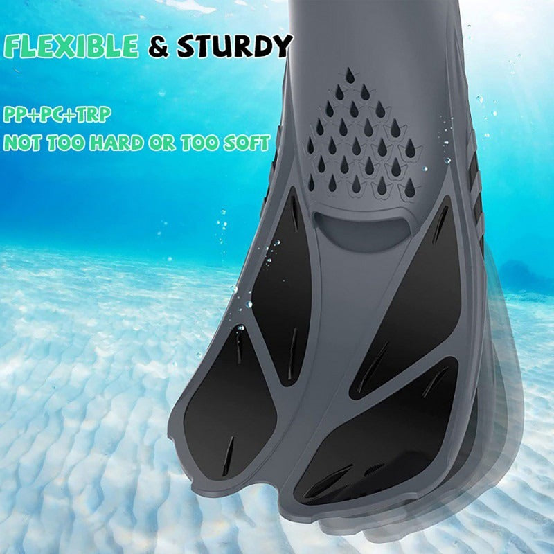 Adjustable Snorkel Diving Fins with Anti-Slip Lace-Up Design – Lightweight PP/TPR Open Heel Fins for Snorkeling Freediving Scuba Diving