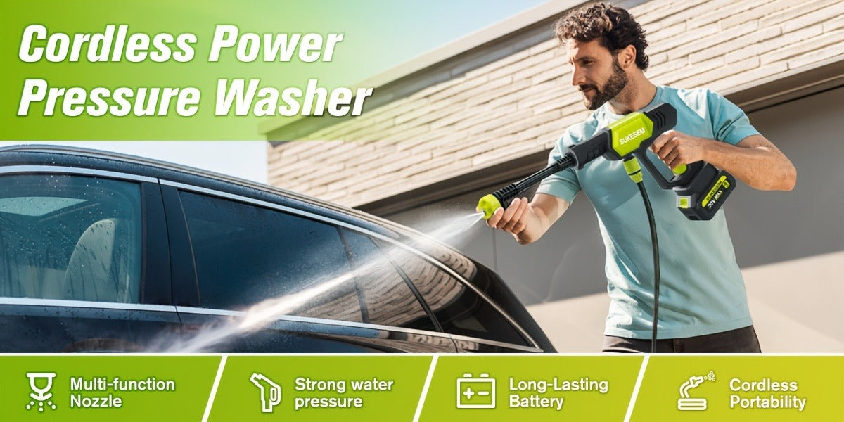 Cordless Pressure Washer Battery Powered Portable Car Wash Gun High Pressure Cleaner for Cars Yards for Garden, Patio and Yard Use