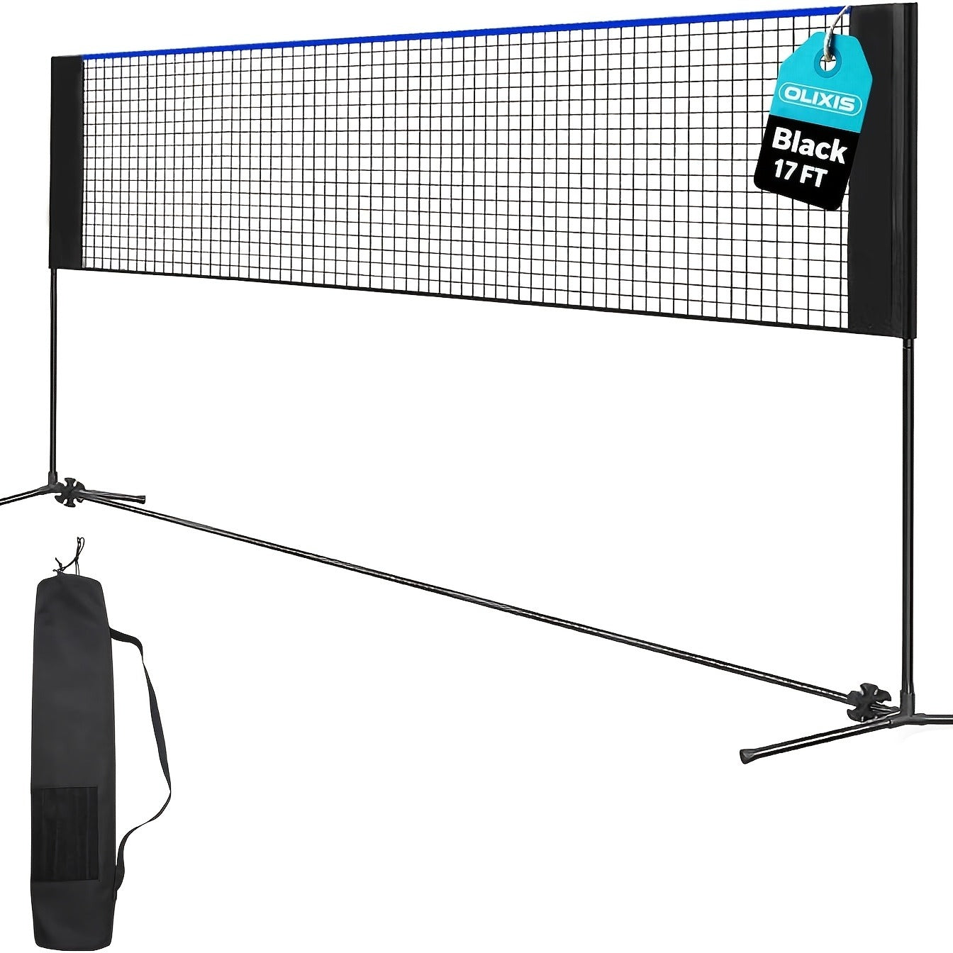 Badminton Volleyball Net Portable Adjustable Height 10ft 14ft 17ft Weather-Resistant Outdoor Indoor Backyard Pool Court Net with Carry Bag