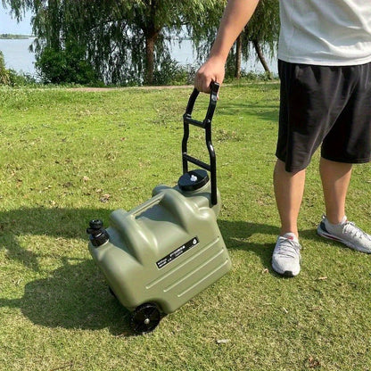 Portable Water Bucket with Wheels and Pull Rod 7.4 Gal 28L Large Capacity PE Square Water Container Collapsible Rolling Water Jug