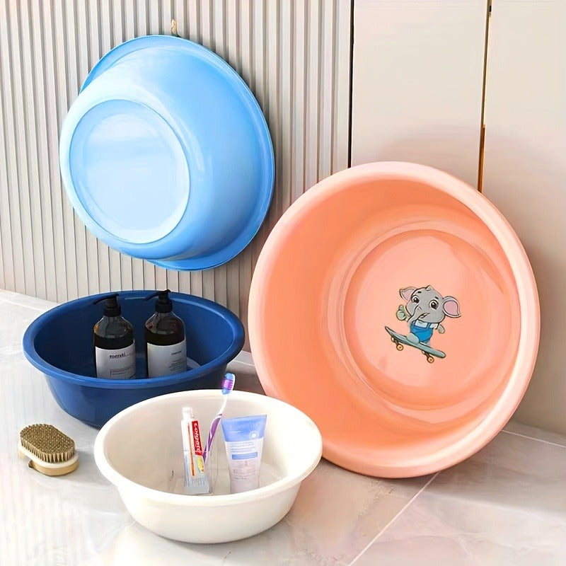 Plastic Wash Basin 12 Quart Stackable Round Tub – Portable Household Washing Bowl for Kitchen, Camping, Face Washing