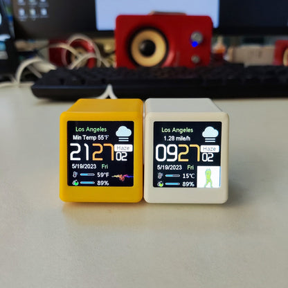 WiFi Weather Station Desktop Clock – Mini Smart Display Temperature Humidity Atmospheric Pressure Wind Speed GIF Animation