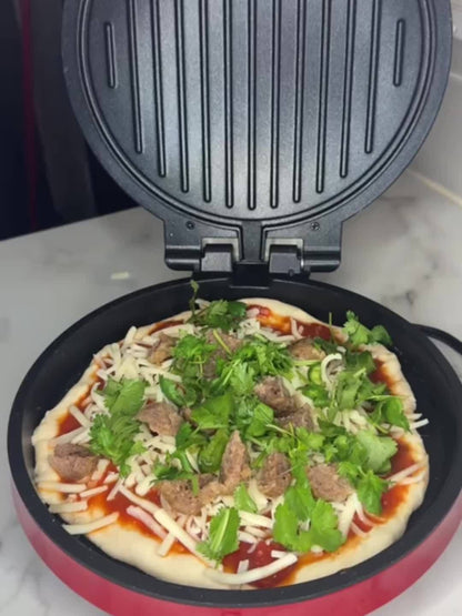 Electric Smokeless Indoor Grill 1500W, 2-in-1 Indoor Grill & Pizza Maker with 30-Min Timer, Auto Shut-Off