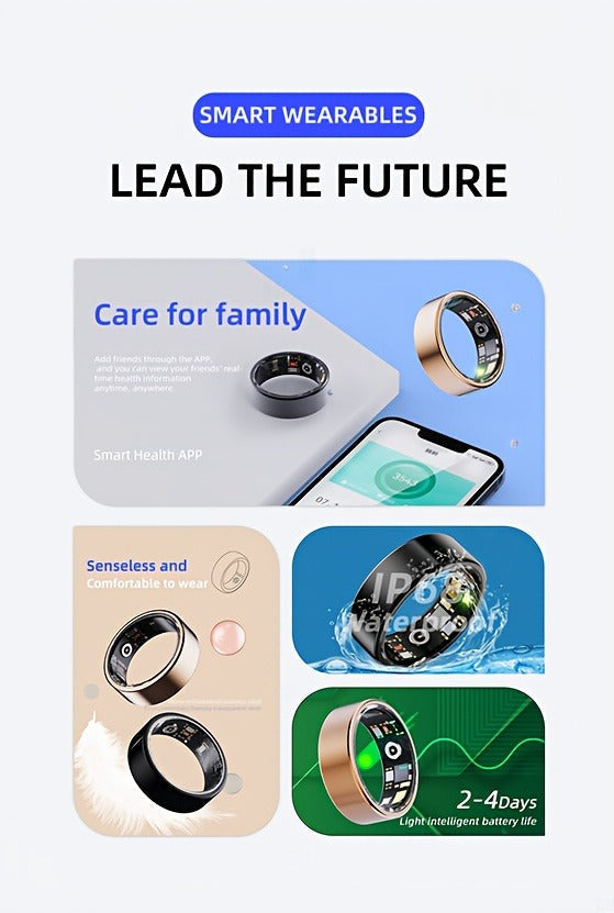 Smart Ring Activity Accessory in Black, Rose Gold or Silver with Seven Diameter-Based Size Options