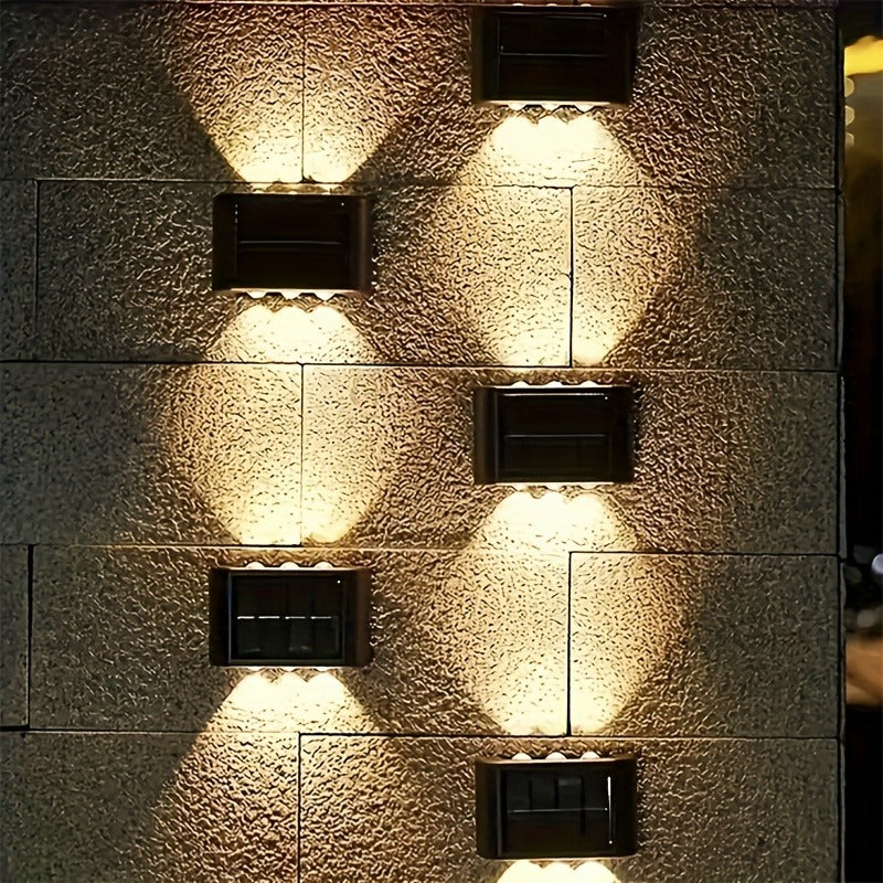 Solar Wall Light Outdoor 8 Pack 6 LED Deck Fence Garden Lamp Waterproof Auto Dusk to Dawn Courtyard Pathway Garage Yard Decoration