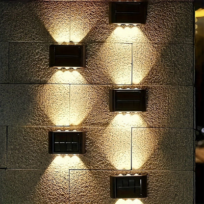 Solar Wall Light Outdoor 8 Pack 6 LED Deck Fence Garden Lamp Waterproof Auto Dusk to Dawn Courtyard Pathway Garage Yard Decoration