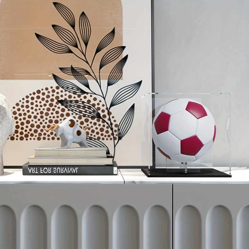 Acrylic Football Display Case Clear Crystal Box with Removable Football Stand Detachable Easy Assembly Memory Storage Display Box for Full
