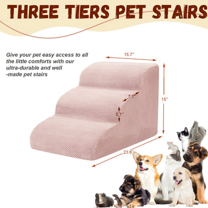 Dog Stairs for High Beds & Sofa – Extra Wide Foam Pet Steps with Non-Slip Bottom, Soft Cushioned Dog Ramp for Couch, Ideal for Small Dogs