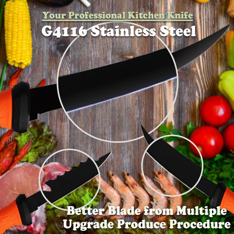 Stainless Steel Fishing Knife Set 3-Piece – 4.5 to 6.5 Inch Fish Fillet Knives for Camping, Fishing & Outdoor Use