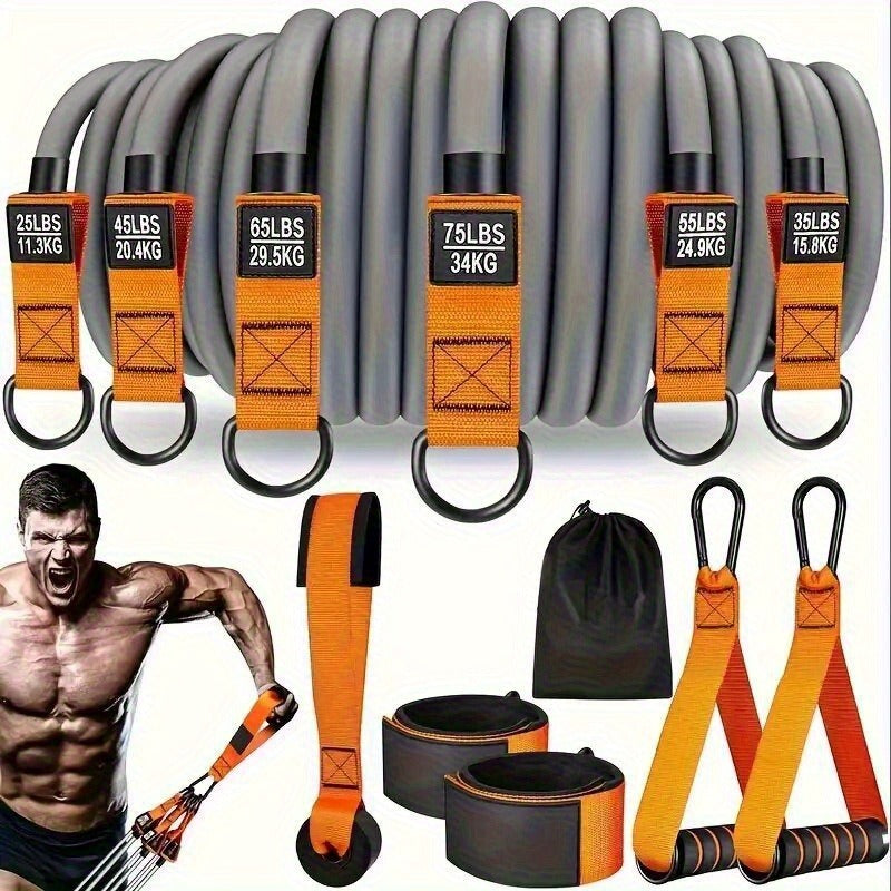 300lb Resistance Band Set – 6 Levels 25-75lb, Handles, Door Anchor & Ankle Straps – Heavy Duty Home Gym Kit for Full Body Strength Training