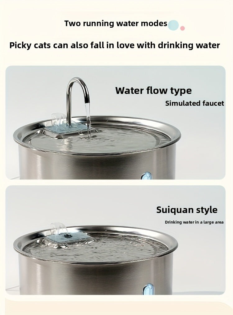 Large Stainless Steel Pet Water Fountain 236oz / 7L – Automatic Cat & Dog Water Dispenser, Multi-Stage Filtration
